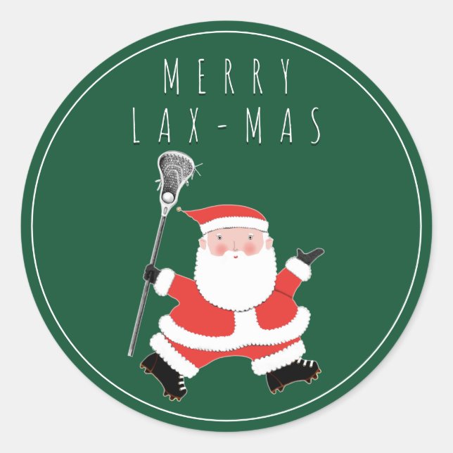 Lacrosse Merry Lax-mas Classic Round Pegatina (Anverso)