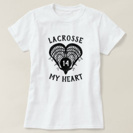 Lacrosse negro mi camiseta de corazón