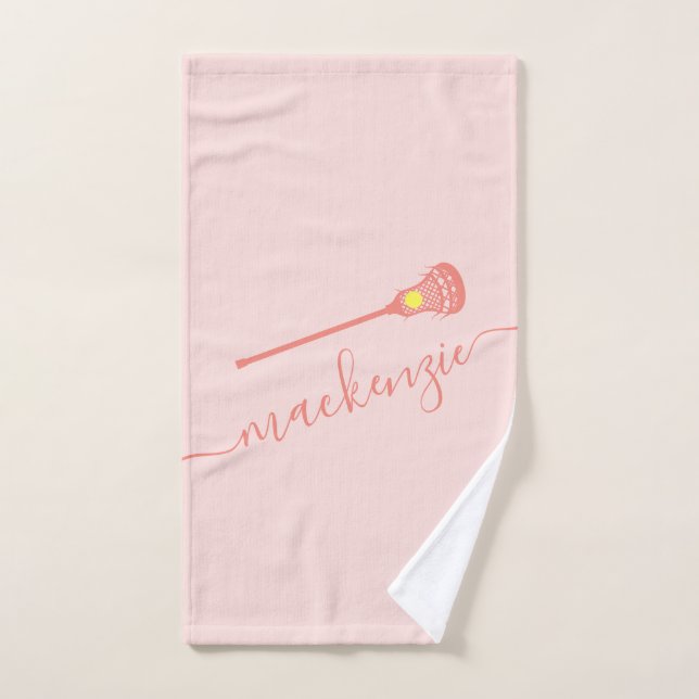 Lacrosse Nombre personalizado Deporte rosado (Toalla de mano)