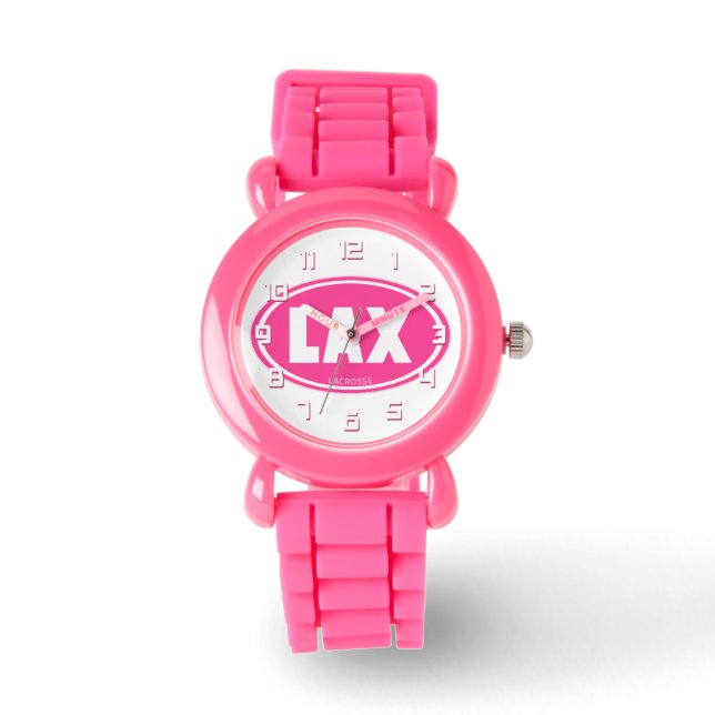 Lacrosse Pink LAX reloj de pulsera ovalada (Anverso)