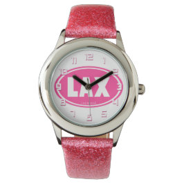 Lacrosse Pink LAX reloj de pulsera ovalada