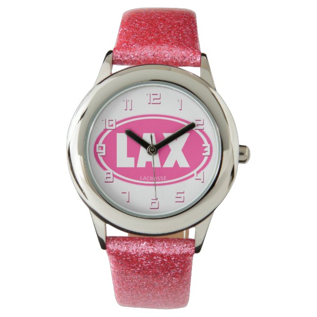Lacrosse Pink LAX reloj de pulsera ovalada (Anverso)