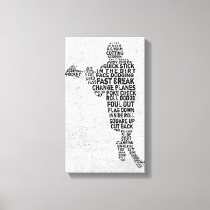 Lacrosse Player Tipografía Arte Imprimir lienzo