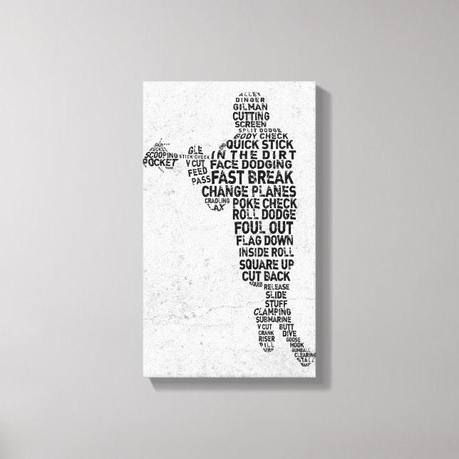 Lacrosse Player Tipografía Arte Imprimir lienzo (Anverso)