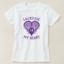 Lacrosse púrpura mi camiseta del corazón
