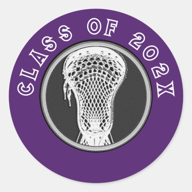 Lacrosse Seniors Purple Classic Round Pegatina (Anverso)