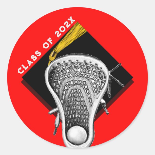 Lacrosse Seniors Red Classic Round Pegatina (Anverso)