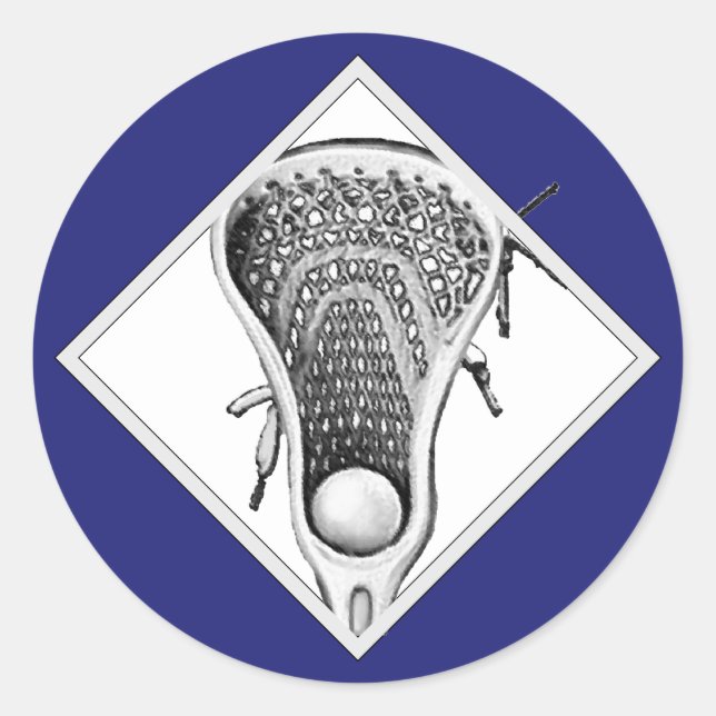 Lacrosse Sports Blue Classic Round Pegatina (Anverso)