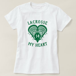 Lacrosse verde mi camiseta del corazón