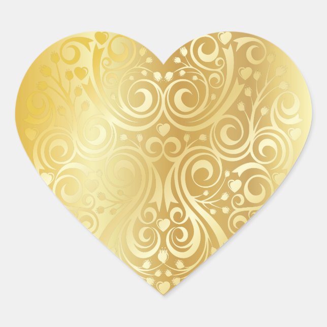 Lacy Gold Heart Pegatina (Anverso)