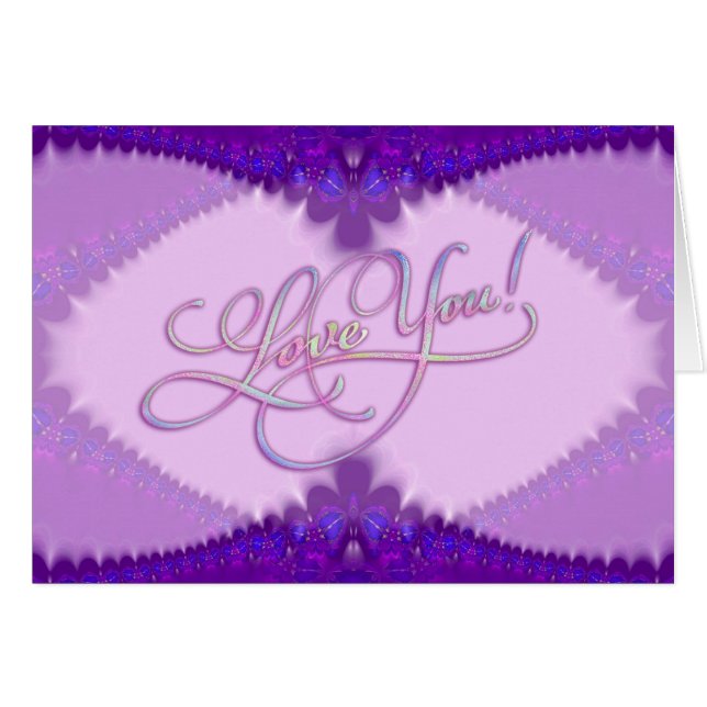 Lacy Lilac Purple Love You Sparkle Card (Anverso (Horizontal))