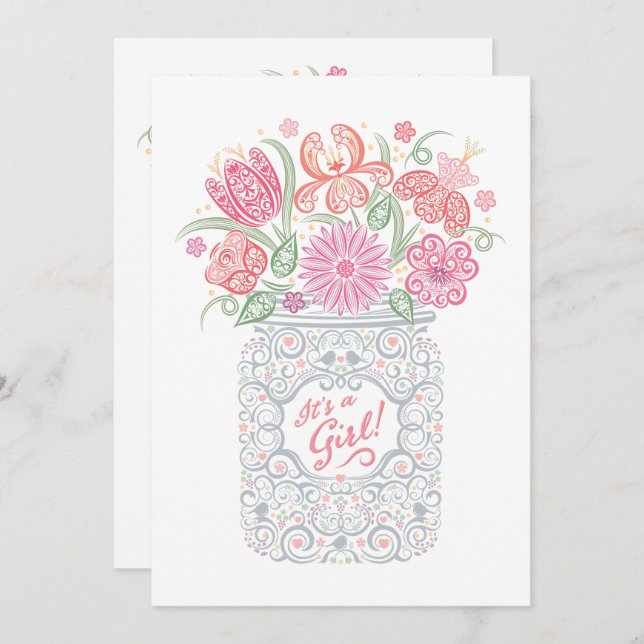 Lacy Mason Jar Baby Shower es una invitación Chica (Anverso / Reverso)