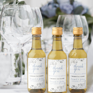 Lacy Silver y Blue sobre el Boda blanco Gracias Mi
