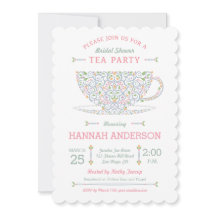 Lacy Teacup Bridal Shower Tea Party Invitación II