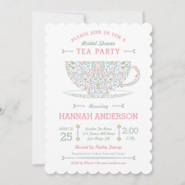 Lacy Teacup Bridal Shower Tea Party Invitación II