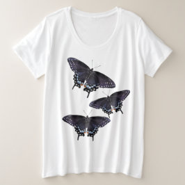 Ladies Plus Size Tee Black Swallowtail