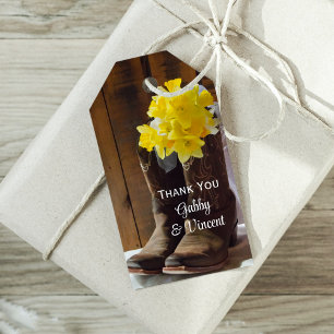 Ladrillo amarillo Cowboy Boots Etiqueta de Favor d