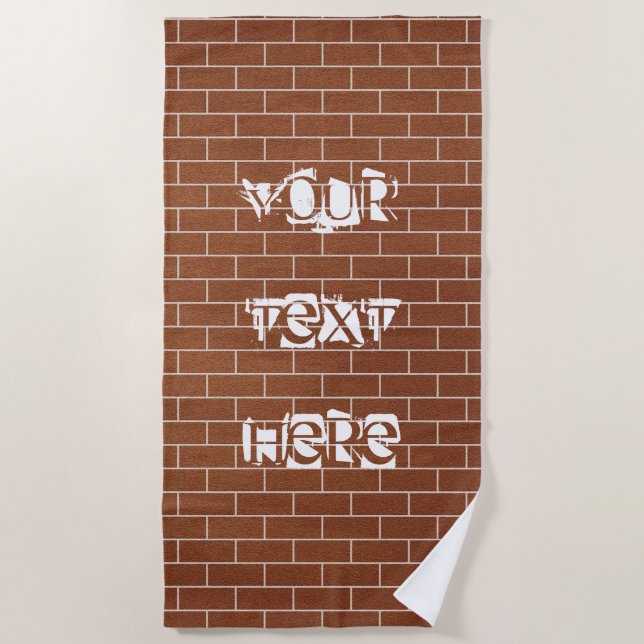 Ladrillo Wall Design Toalla de playa con texto Per (Anverso)