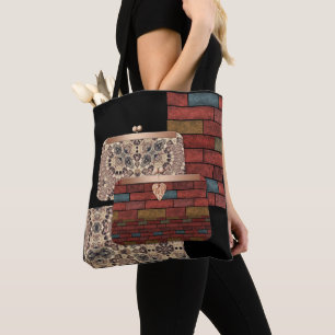 Ladrillos abstractos pared bolsos de impresión orn