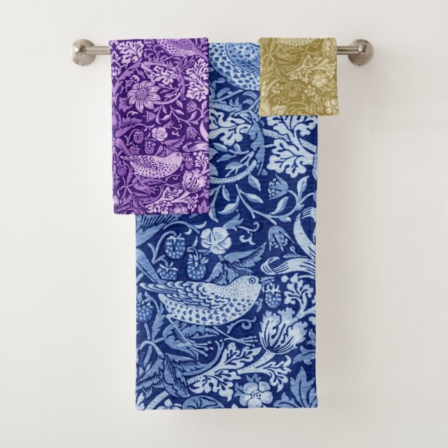 Ladrón de fresa Monotone, William Morris Bath Tow (In situ)