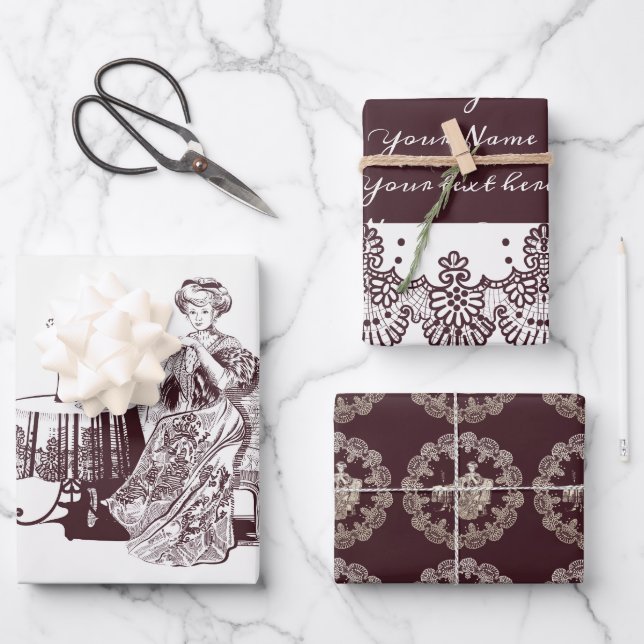 Lady bebe té Papel envuelto Hoja plana Set de 3 (Anverso)