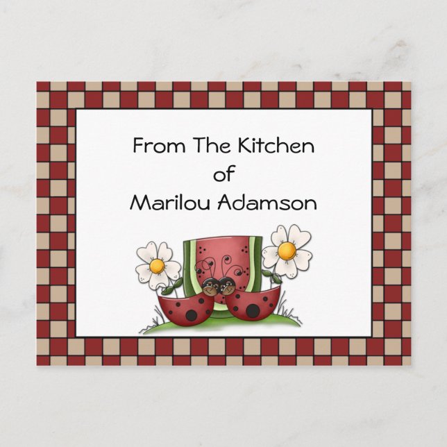 Lady Bugs y las tarjetas de recetas de la sandía (Anverso)