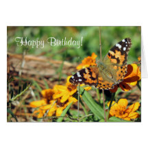 Lady Butterfly pintada en la tarjeta de cumpleaños