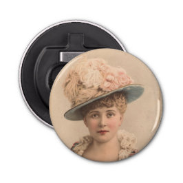 Lady con el abridor de botellas de Gorra Feather