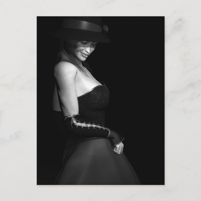 Lady con postal negra (Anverso)