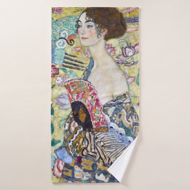 Lady con un fanático, Gustav Klimt (Toalla de baño)