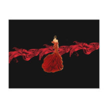 Lady en la postal roja