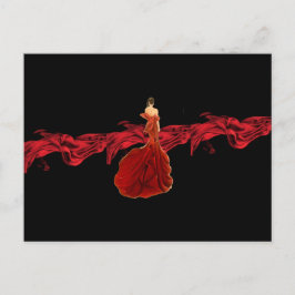 Lady en la postal roja