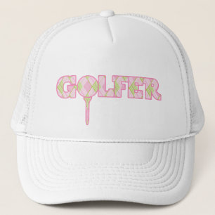 Lady Golfer Argyle patrón estilizado gorra gráfico