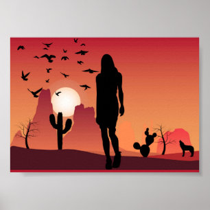 Lady In the desierto Paisaje Animales arte de la n