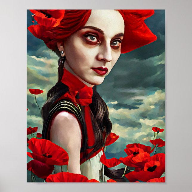 Lady of the Poppy Flowers fantasía arte original (Frente)