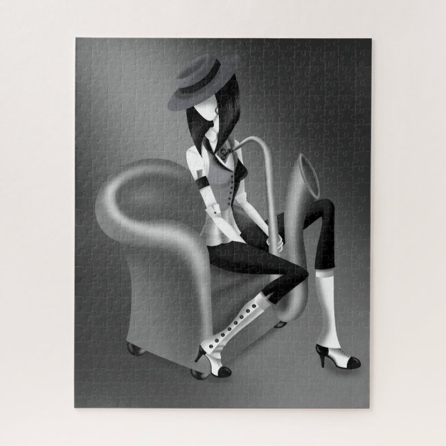 Lady Saxophonist - Rompecabezas de Jazz (Vertical)