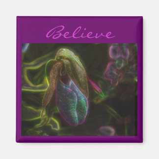 Lady Slipper Flower cree en el imán Inspirador
