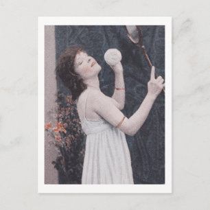 Lady Tenis Player, retro Woman vintage postal