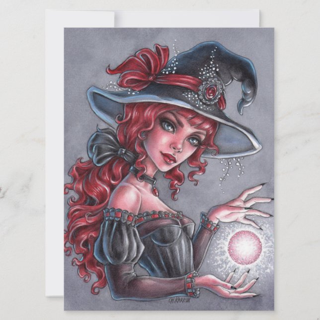 Lady Witch Fantasy Gorra Magic Art Card (Anverso)