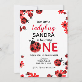 Ladybug 1ª Invitación a cumpleaños de una niña