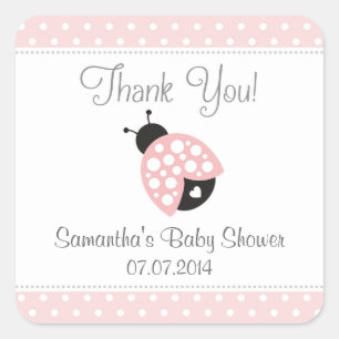 Ladybug Baby Shower Gracias Pegatinas (Rosa)