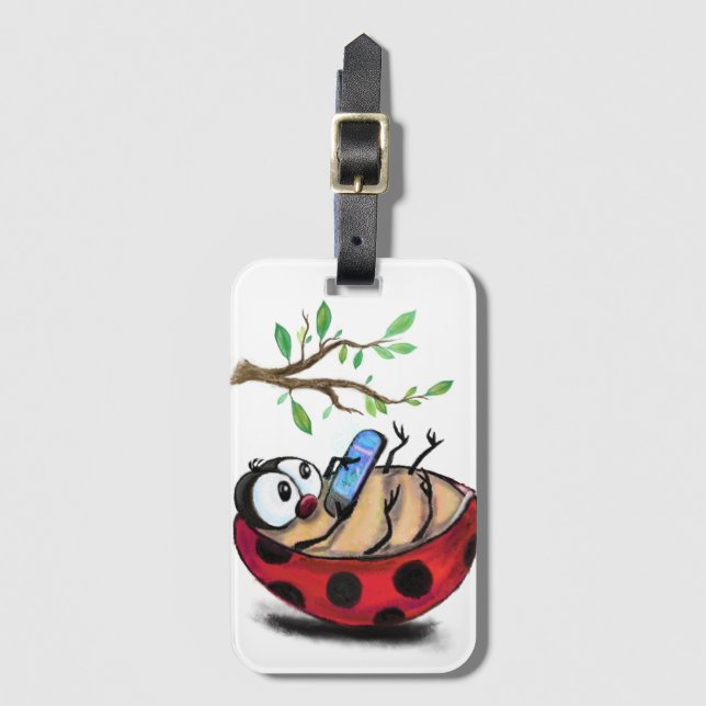 Ladybug con la etiqueta de equipaje del teléfono (Anverso vertical)