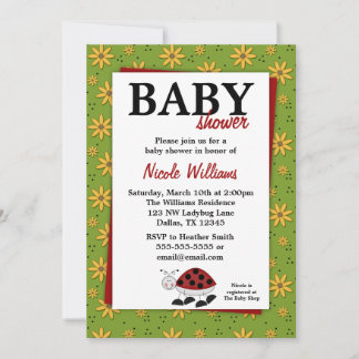 Ladybug Daisies Baby Shower Invitaciones