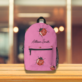 Ladybug en la mochila impresa personalizada rosa