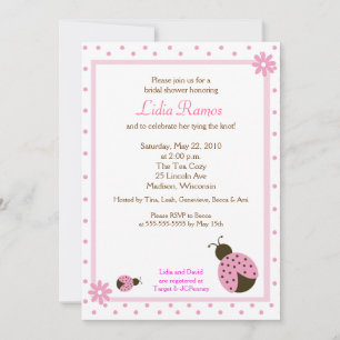 Ladybug Flower Dot 5x7 Invitación a ducha de novia