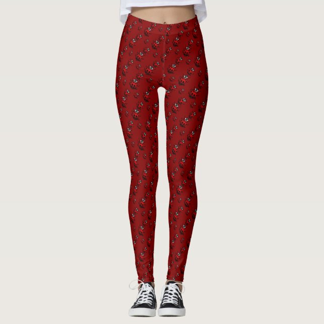 Ladybug Leggings Cute Ladybug Art Stretchy Pants (Anverso)