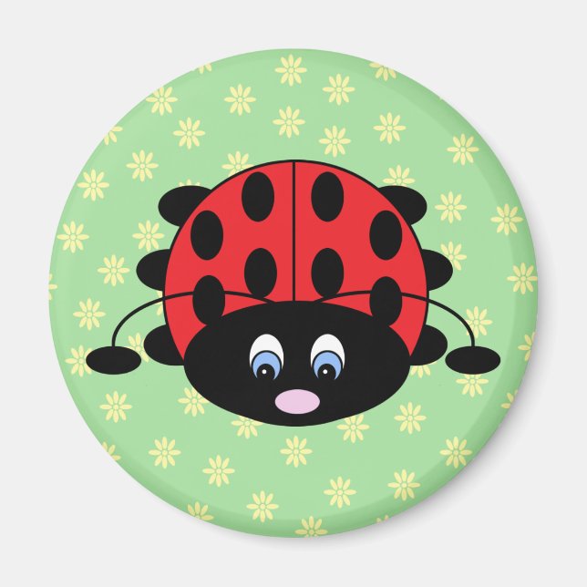 Ladybug personalizado con imán de flores (Frente)