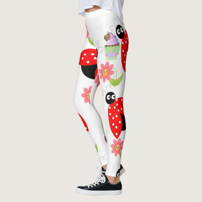 Ladybug Red Cupcake Floral Leggings (Izquierda)