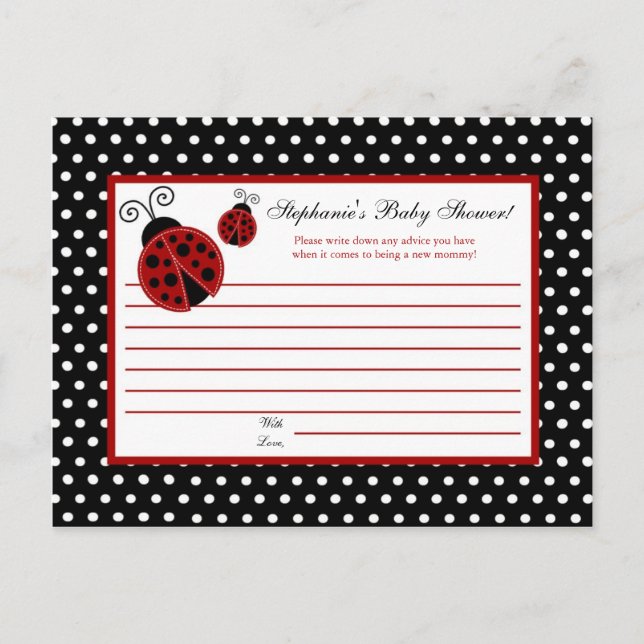Ladybug rojo con tarjeta de consejo de escritura (Anverso)