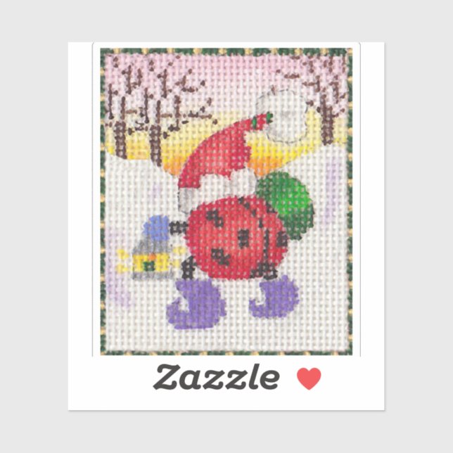 Ladybug Santa Pegatina (Hoja)